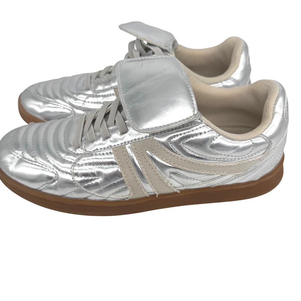 Steve Madden‎ Girls J-Madridd Metallic Leather Sneaker Size 5 Youth Silver
